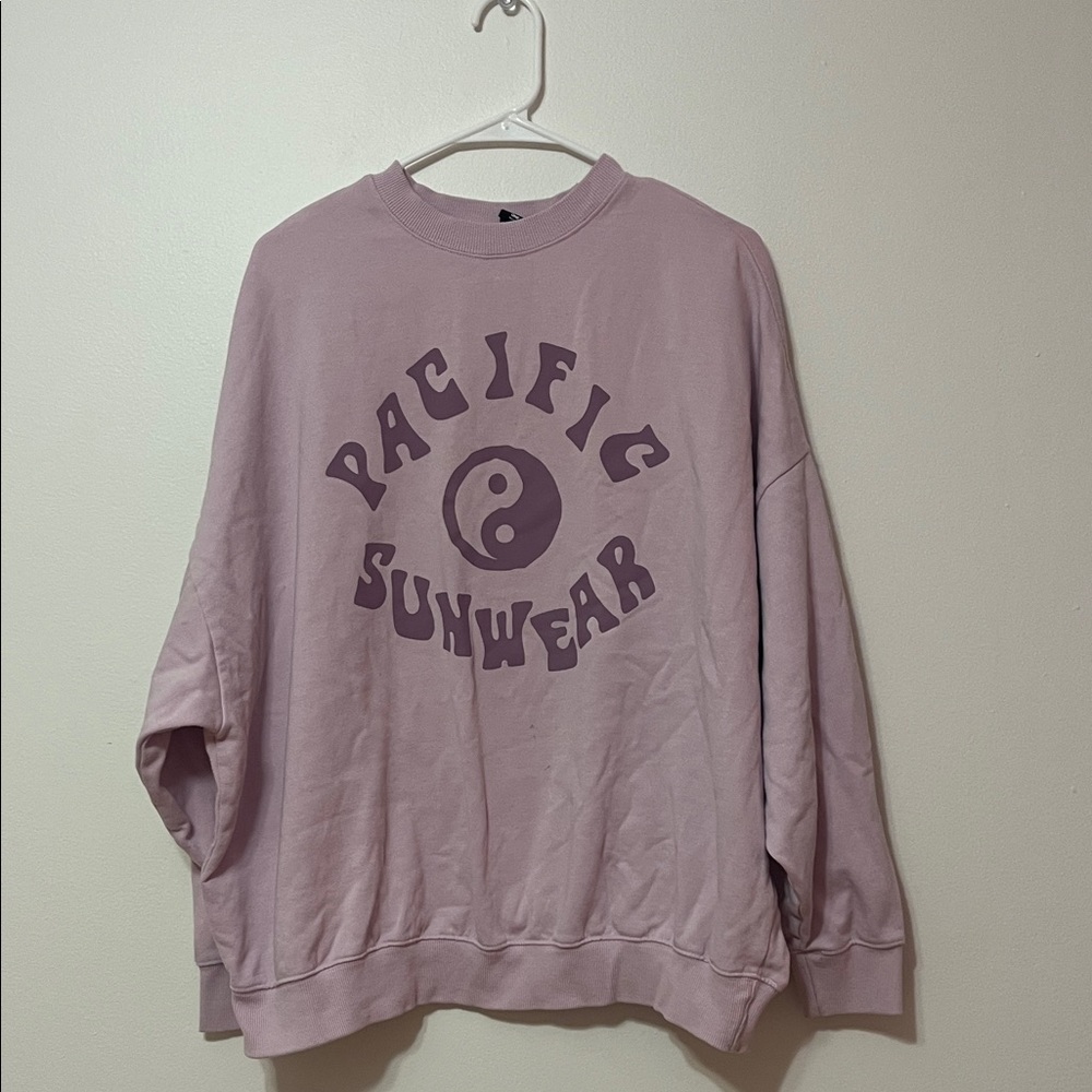 PACSUN Pacific Sunwear Light Purple Oversized Graphic Crewneck Sweatshirt
